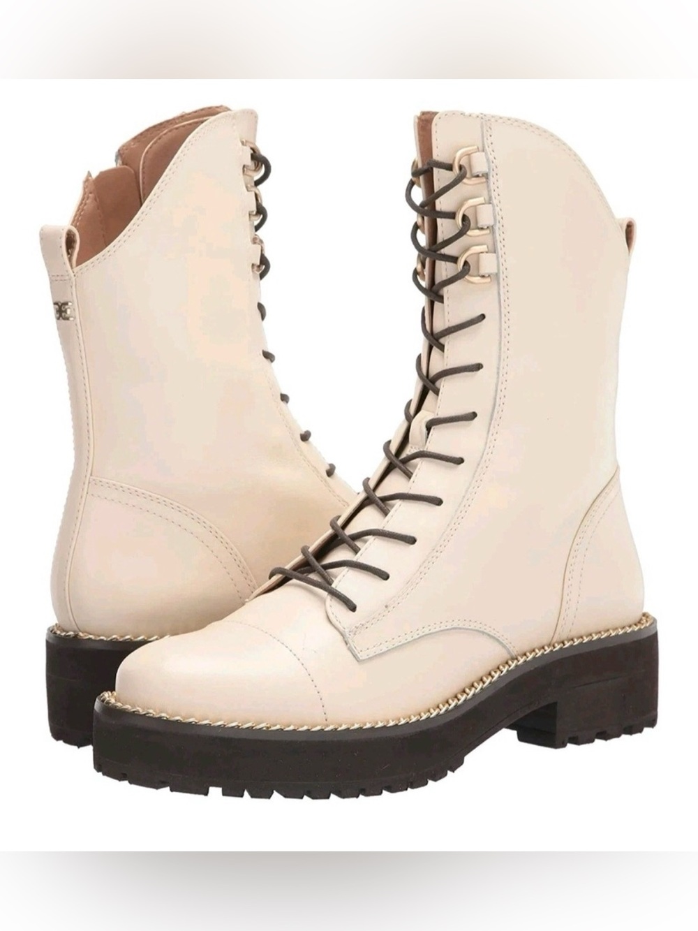 NIB Sam Edelman Women’s Lenley Ivory Leather Combat Boots